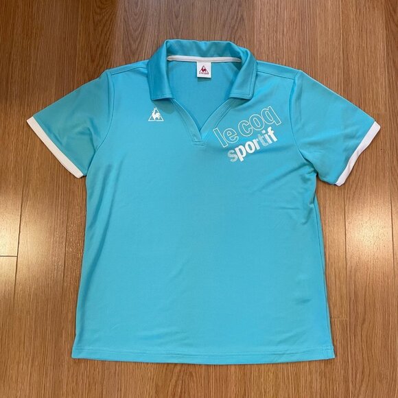 NWOT Le Coq Sportif Blue V-Neck Polo - Picture 2 of 11